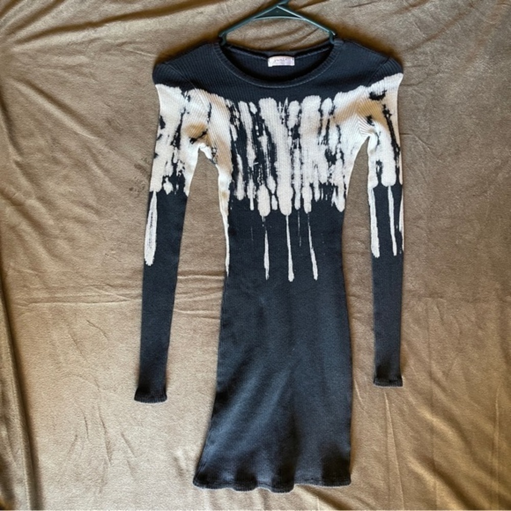 Ribbed Tie-Dye 96% Cotton Long Sleeve Dress - Picture 1 of 6